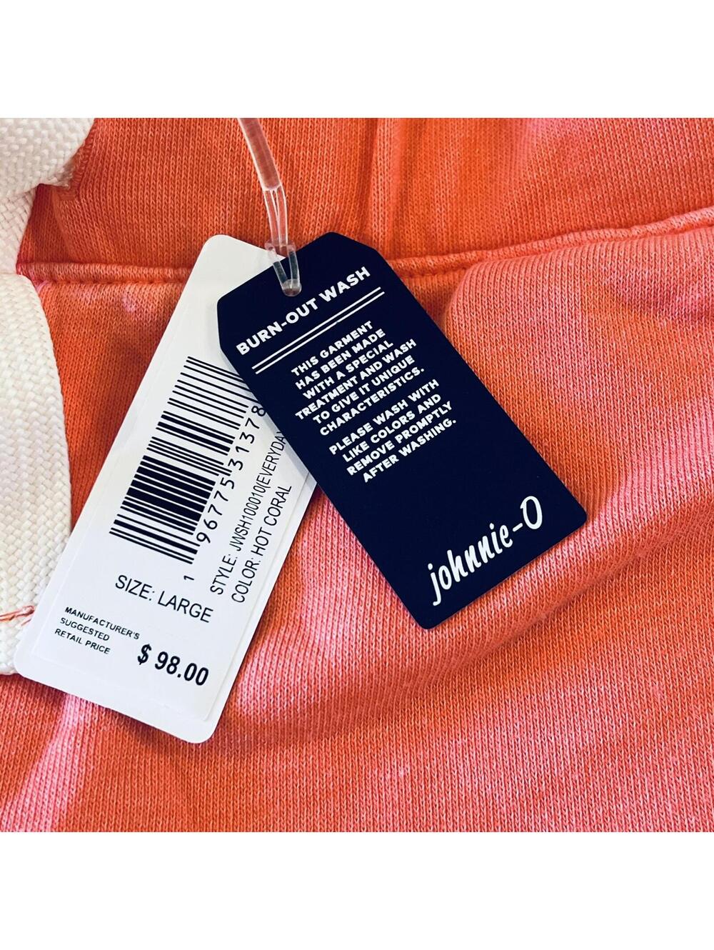 Johnnie-o Everyday Cotton Sweatshorts Hot Coral Orange NWT Large - Picture 4 of 7
